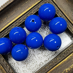 【20mm  8個 ブルー】カラフルアクリルビーズ  原色系 ラウンド 球体 貫通 単色 2枚目の画像