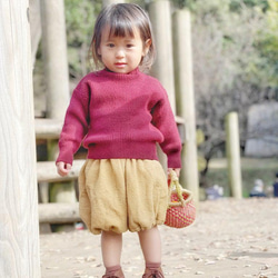 4年着れる草木染ウールのかぼちゃパンツ -大きくなるまで着られる服- 2枚目の画像