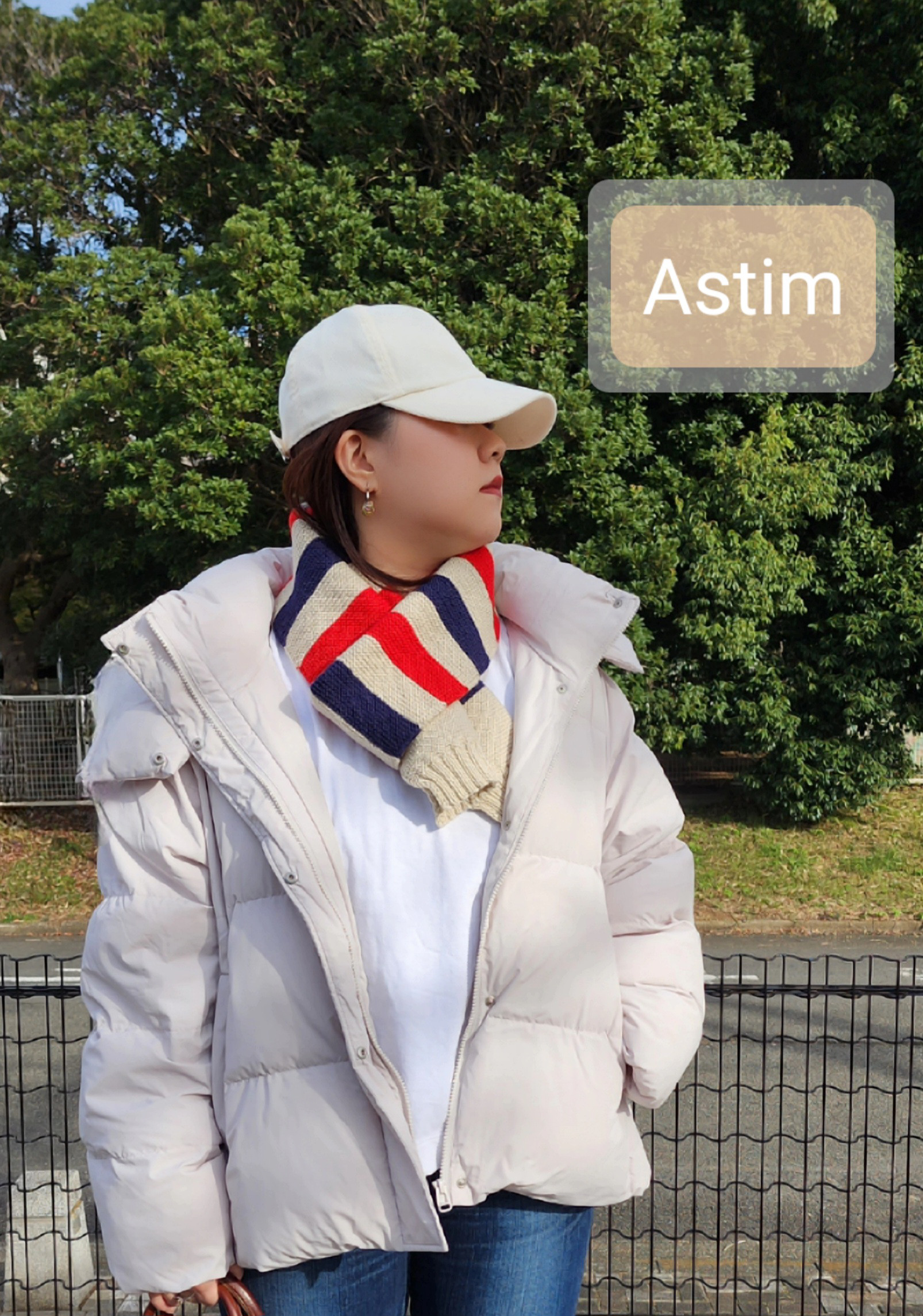 E131F【バレンタインギフト】生成×ネイビー×赤のトリコロール/リブ袖風デザインマフラー /メリノ100％【送料無料】