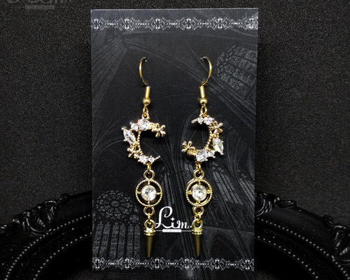 A.MOON イヤリング　ポストカード FLOWER MOON PIERCED EARRINGS(1ZP0928)K18 ピアス｜スター
