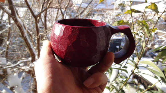 パープルハートの樹の一木彫りコーヒーカップ。 10枚目の画像