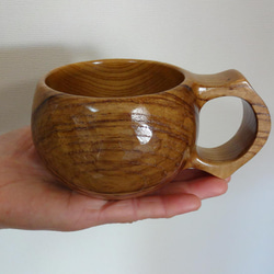 　キャンプに！ チシャの一木彫りコーヒーカップ 1枚目の画像