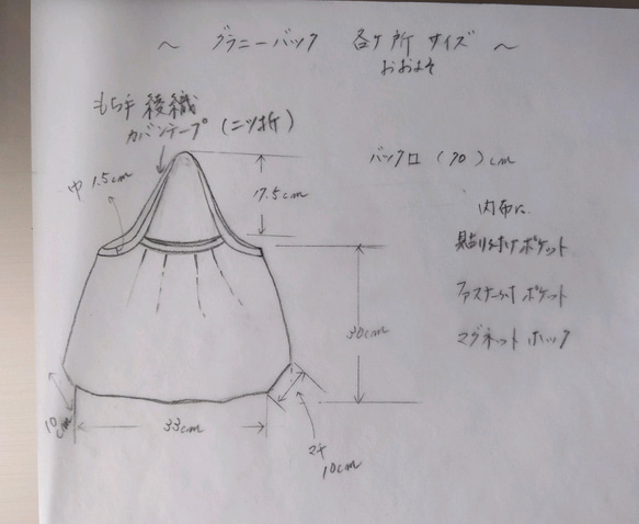 リバティ（スモールスザンナ）グラニーバック　エアリーコット　内ポケットファスナー付　自立するバック　持ち手しっかり 6枚目の画像