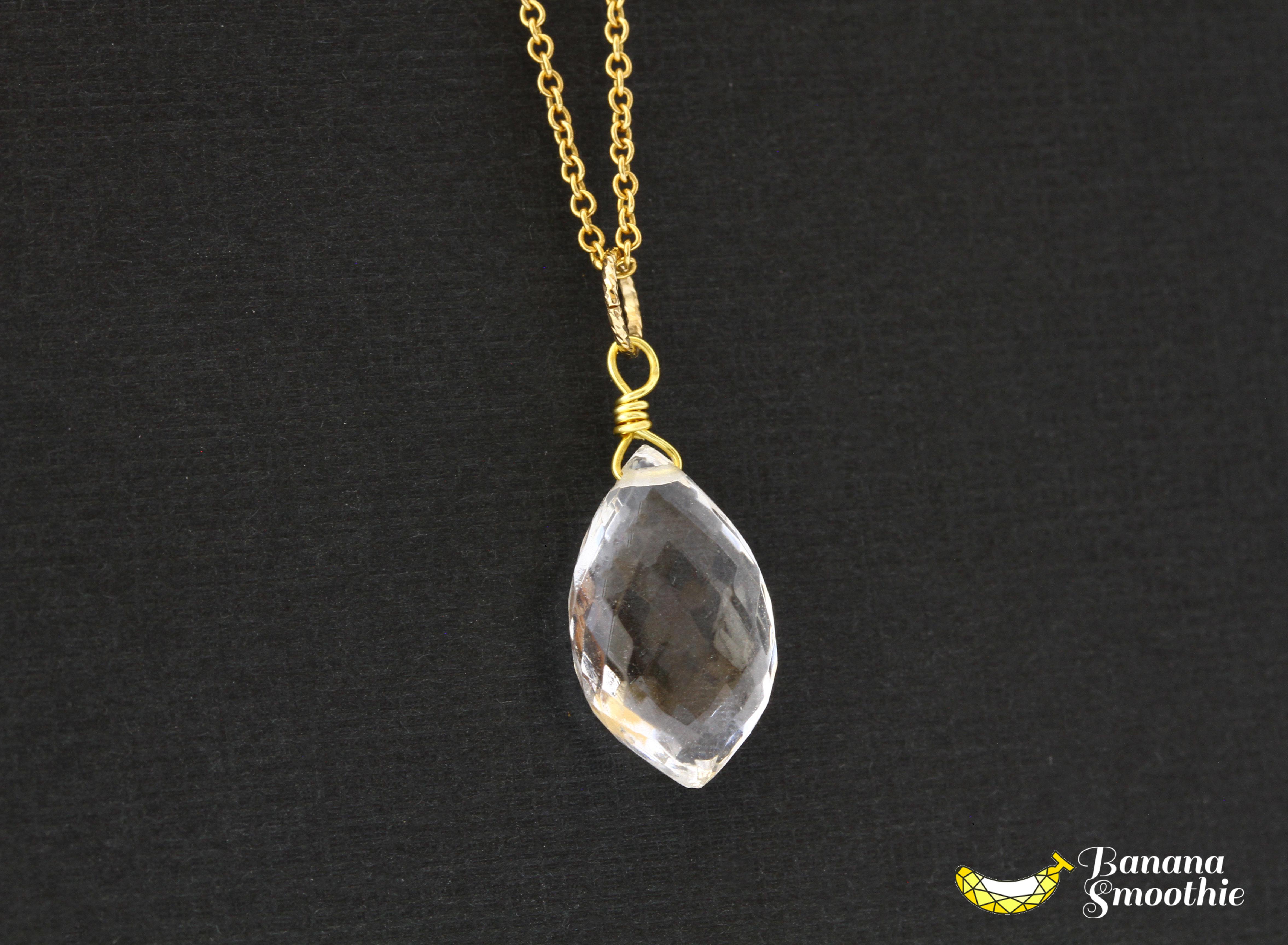 心からみずみずしく清らかに 水晶(クリスタル) ペアシェイプ 極上カット 14kgf ネックレス 4月誕生石