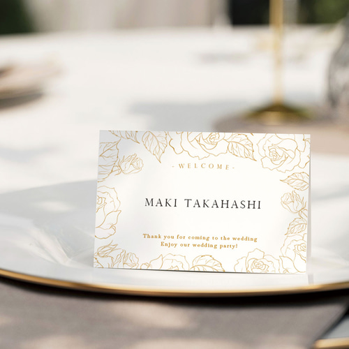 結婚式 席札 | 薔薇 二つ折り ウェディング シンプル 席次表・席札