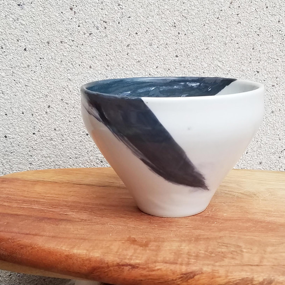 B級品特価★椀「ひと筆」美濃磁器　古代呉須【濃】+白マット　おうちごはん 煮物 丼物 セットでお得に！ 12枚目の画像