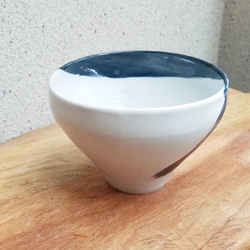 B級品特価★椀「ひと筆」美濃磁器　古代呉須【濃】+白マット　おうちごはん 煮物 丼物 セットでお得に！ 4枚目の画像