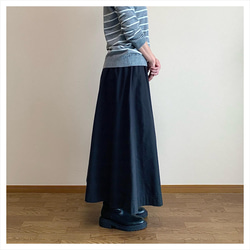 ◆受注製作◆セミフレアギャザースカート/ブラック/裏地付き（コットン100%） 6枚目の画像
