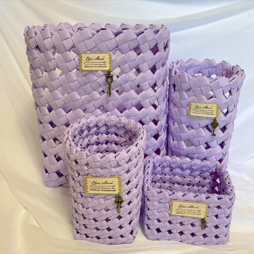 No.22 クラフトバンド ナプキンケース（編み目小）ソメイヨシノ ピンク