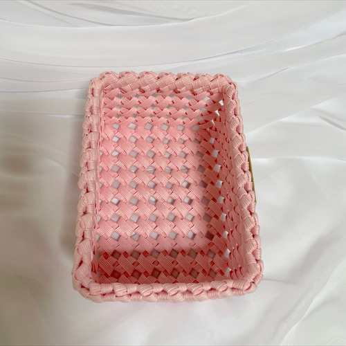 No.22 クラフトバンド ナプキンケース（編み目小）ソメイヨシノ ピンク