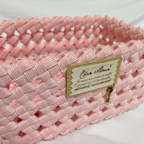 No.22 クラフトバンド ナプキンケース（編み目小）ソメイヨシノ ピンク