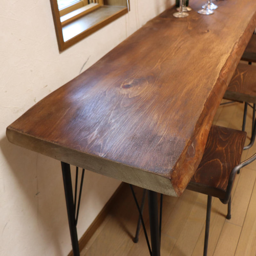 w1840一枚板ヒノキ カウンターテーブル cafe カフェ店舗什器 什器備品