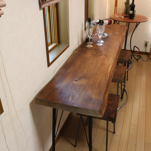 w1840一枚板ヒノキ カウンターテーブル cafe カフェ店舗什器 什器備品
