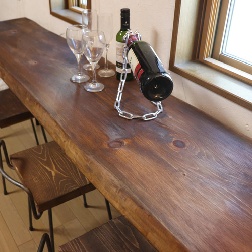 w1840一枚板ヒノキ カウンターテーブル cafe カフェ店舗什器 什器備品