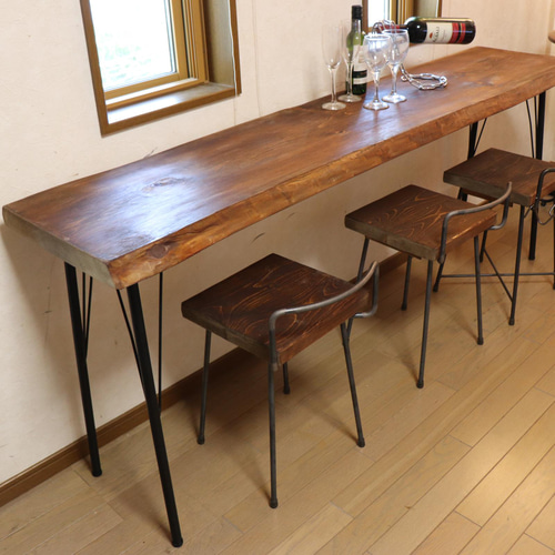 w1840一枚板ヒノキ カウンターテーブル cafe カフェ店舗什器 什器備品