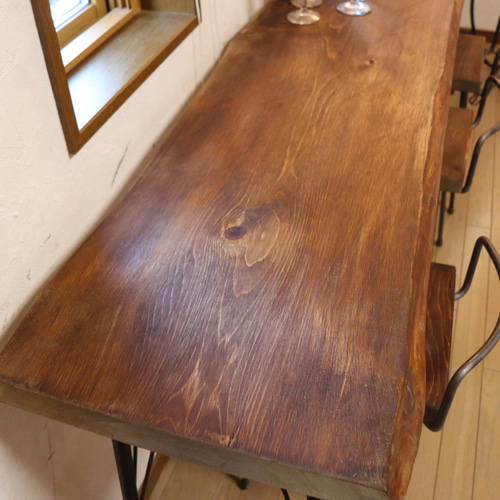 w1840一枚板ヒノキ カウンターテーブル cafe カフェ店舗什器 什器備品
