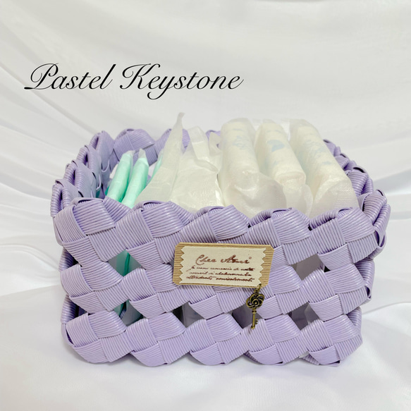 No.29 クラフトバンド ナプキンケース （編み目大） 薄紫 藤色