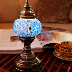 Turkish Mosaic lamp[Desk type]SMALL-Ice Blue *Free shipping 第1張的照片