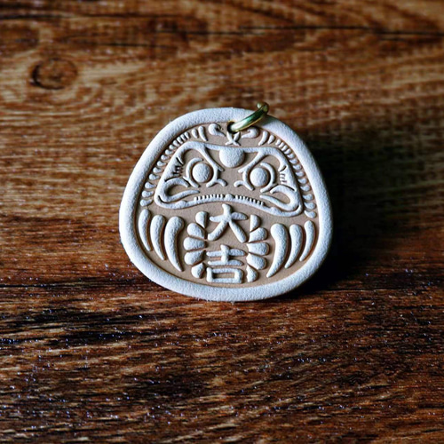 だるま 大吉 健康 キーリング キーホルダー ヌメ革 達磨 ダルマ