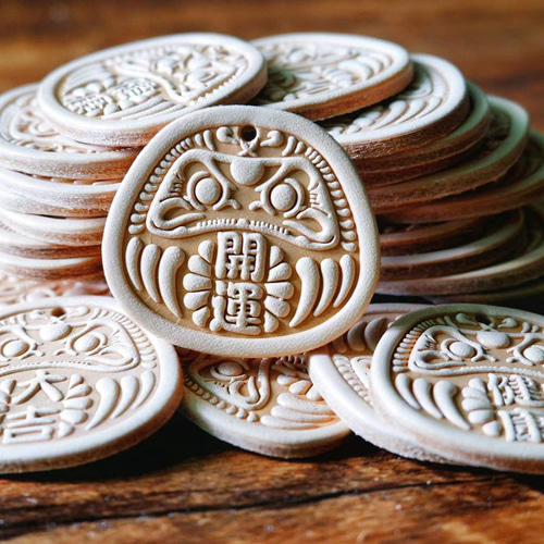 だるま 大吉 健康 キーリング キーホルダー ヌメ革 達磨 ダルマ