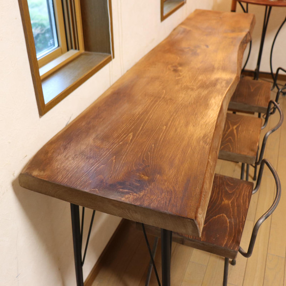 w1625一枚板ヒノキ カウンターテーブル カフェ cafe ダイニング 