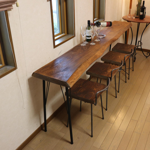 w2045一枚板 ヒノキ カウンターテーブル カフェ cafe 店舗什器