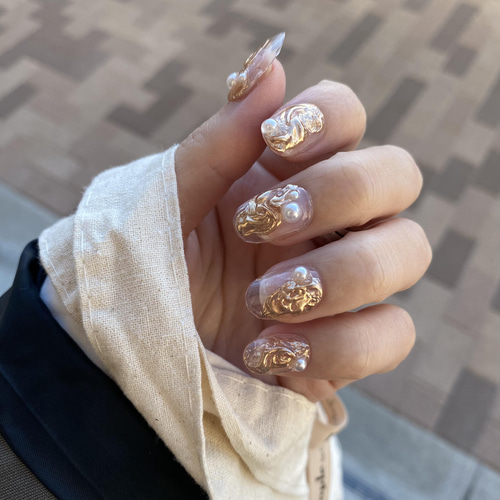 ネイルチップ 成人式 卒業式 結婚式 前撮り ニュアンス ウェディング