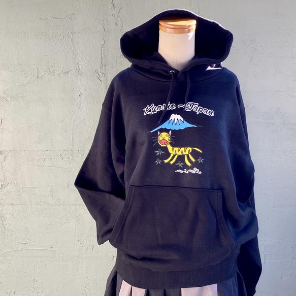 【美品】 CAMBIO スカジャン風 バックプリント パーカー 虎 鷲 鷹 トップイズム TopIsm スカジャン メンズ 和柄 鷹 虎 鳳凰 鯉 風神 雷神