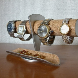 腕時計スタンド　ウォッチスタンド　腕時計スタンド 手作り　腕時計スタンド 　トレイ付き4本掛け腕時計ディスプレイスタンド 1枚目の画像