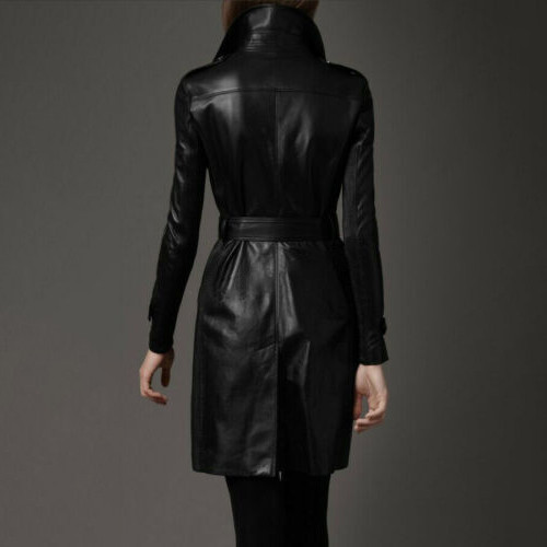 羊革・ファスナーポケット付き羊革トレンチコート Sheep Leather