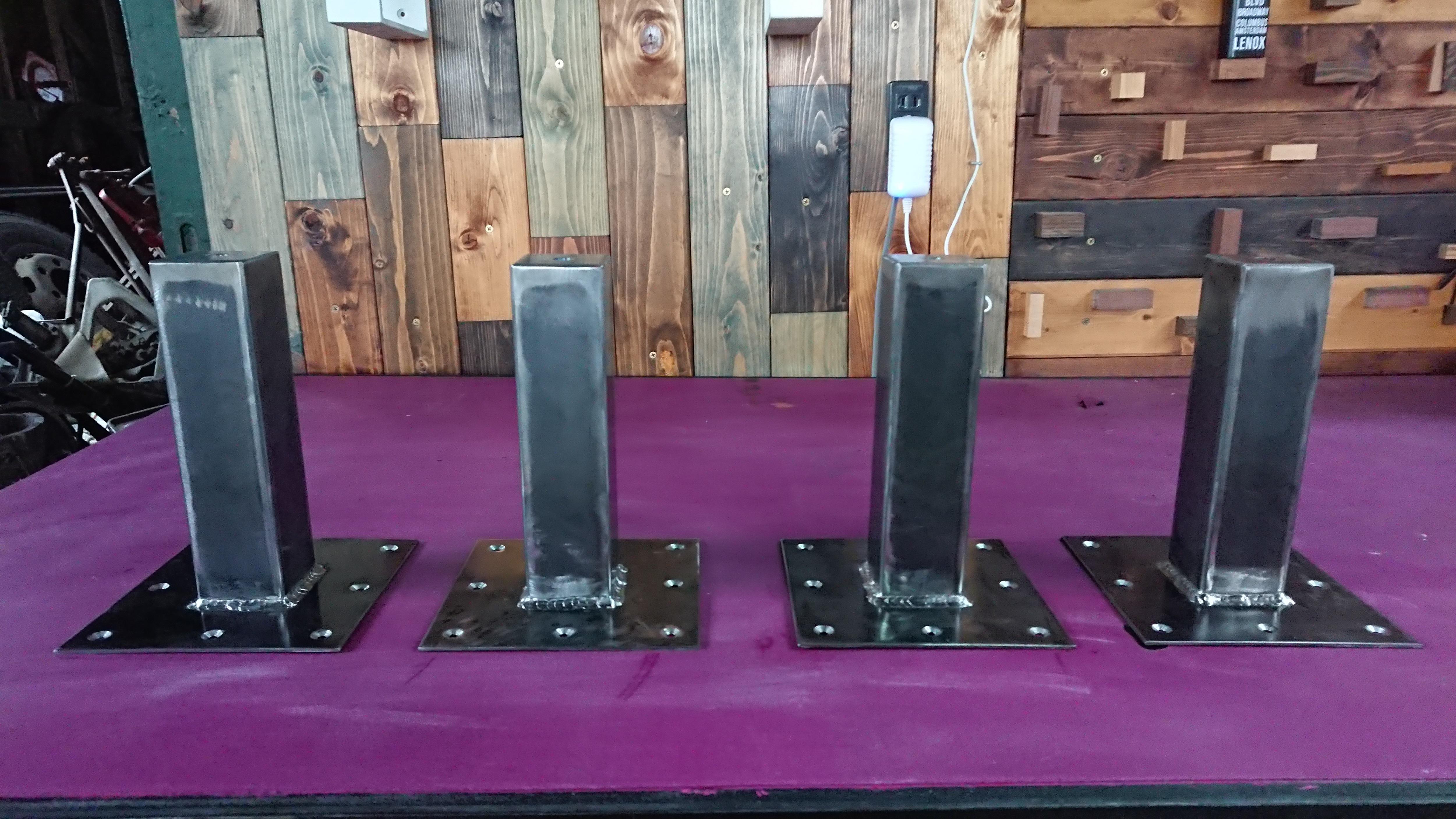 無塗装でアイアンな極太鉄脚♪50×50×200mm 4脚ver. TV・AVボード