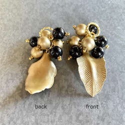 2pcs★antique taste leaf charm・black（ゴールドリーフチャーム） 4枚目の画像