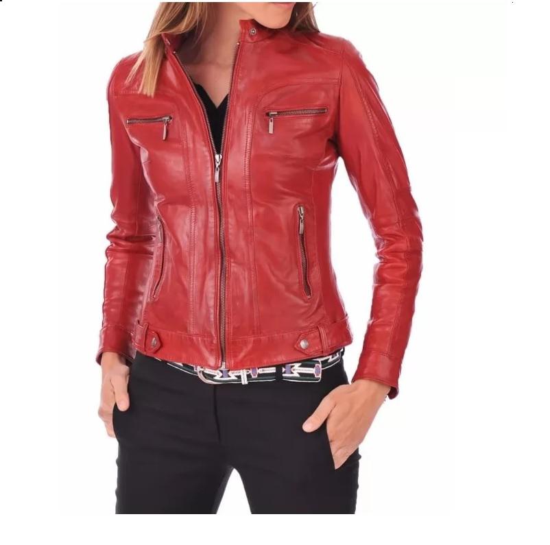 羊革・立ち襟の羊革ジャケット Sheep Leather Jacket with Standup Collar