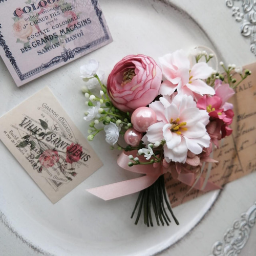 特集掲載 】八重桜のコサージュ Mサイズ さくら 桜 入園式 卒園式 入学  