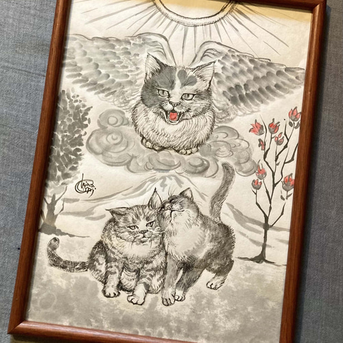 水墨画 猫のタロットカード 原画 / No.06 恋人たち（The Lovers