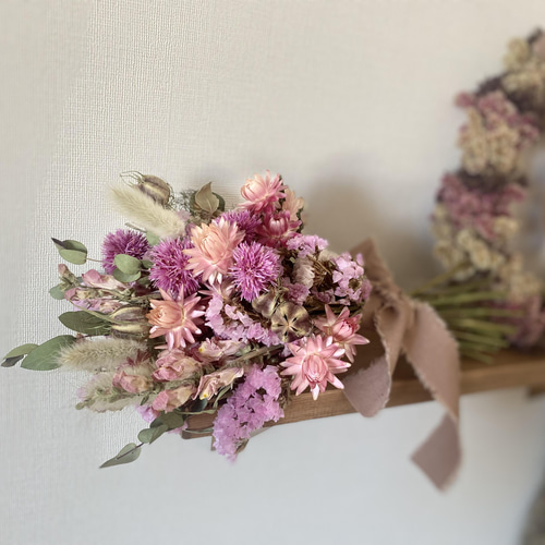 ドライフラワースワッグ 春色ピンク スワッグ 六花 りっか 通販