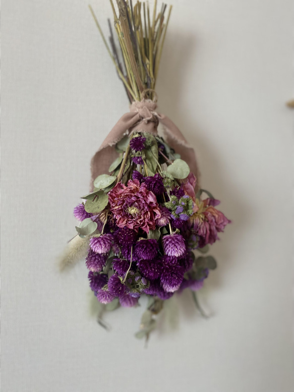 ドライフラワー　リース　スワッグ　千日紅　秋　クリスマス　お正月 クリスマスリース・スワッグ通販・ギフト｜お花のギフト専門