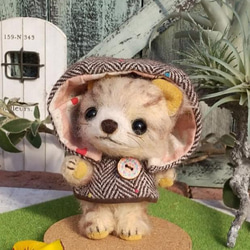 フード帽♡トラ猫(マグネット自立型) 3枚目の画像