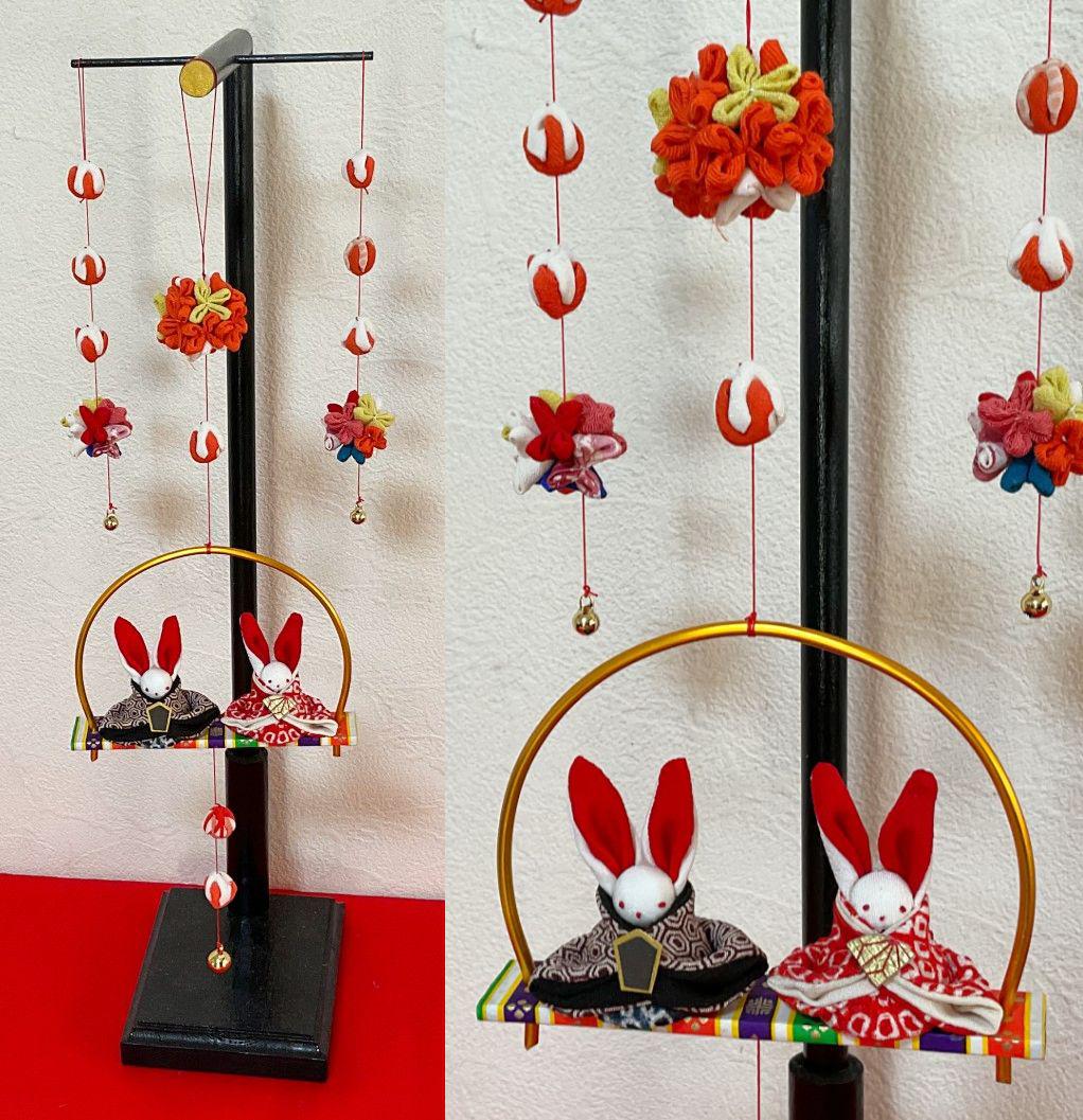 吊るし飾り(壁掛け) 古布うさぎ 吊るし雛