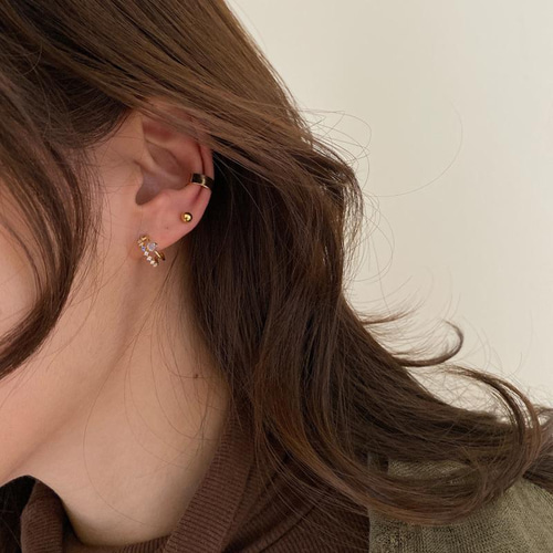 韓国ファッション きらきらストーンの2連ピアス アクセサリー -335