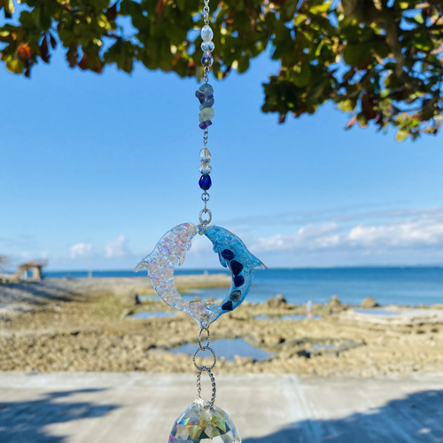 海のハートイルカ♡天然石サンキャッチャー サンキャッチャー