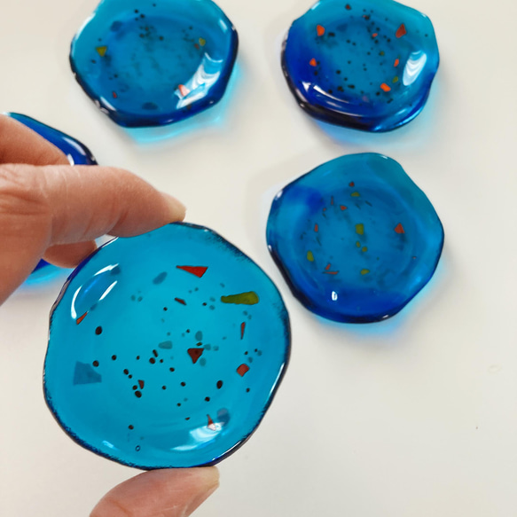 ガラスフュージング＿豆皿（水色） 3枚目の画像