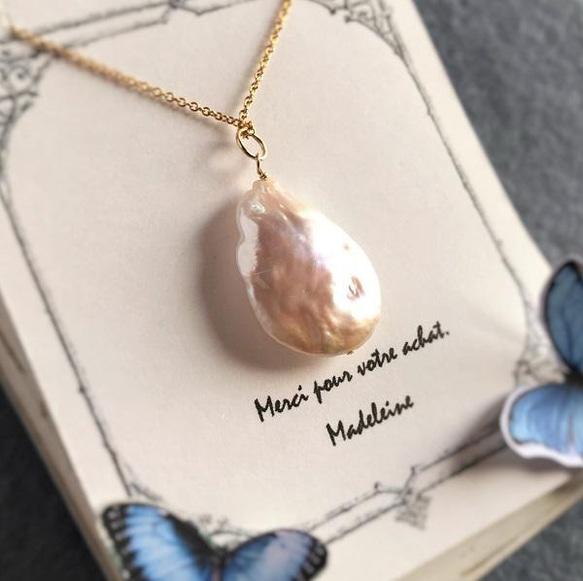 14KGF 淡水パール（ネイビー）のチャーム 14KGF 淡水パール（ネイビー）のチャーム