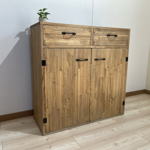 サイズデザインオーダー可1バッタン1扉2引出キャビネットブラウン受注製作 サイズデザインオーダー可1バッタン1扉2引出キャビネット