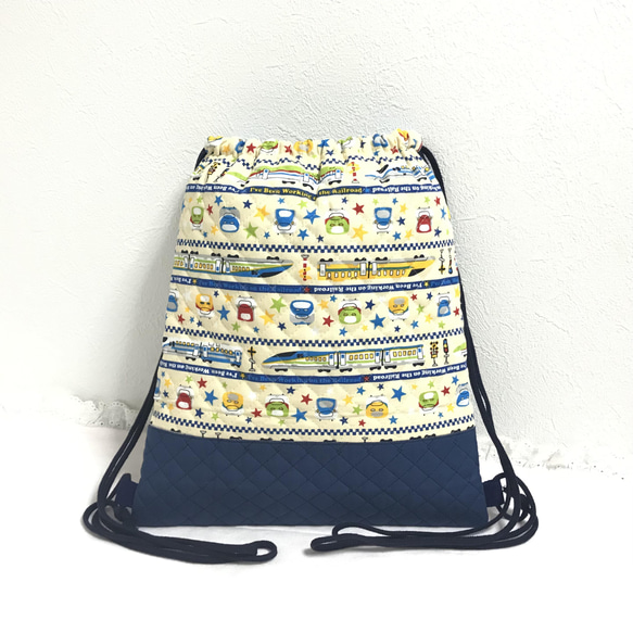 新幹線(クリーム色)ナップサック☆お着替え袋・体操服袋☆ 体操服袋