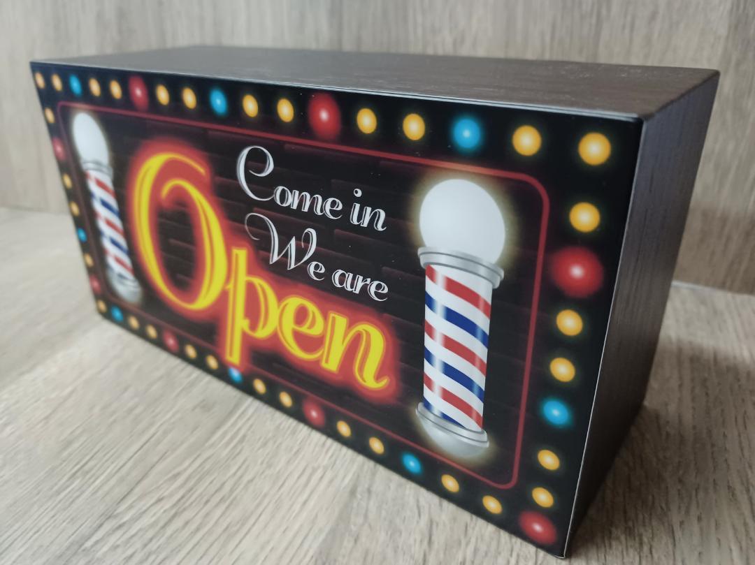 バーバー 理容室 ヘアーサロン 床屋さん カフェ バー 店舗 オープン 営業中 開店 看板 置物 雑貨 ライトBOX
