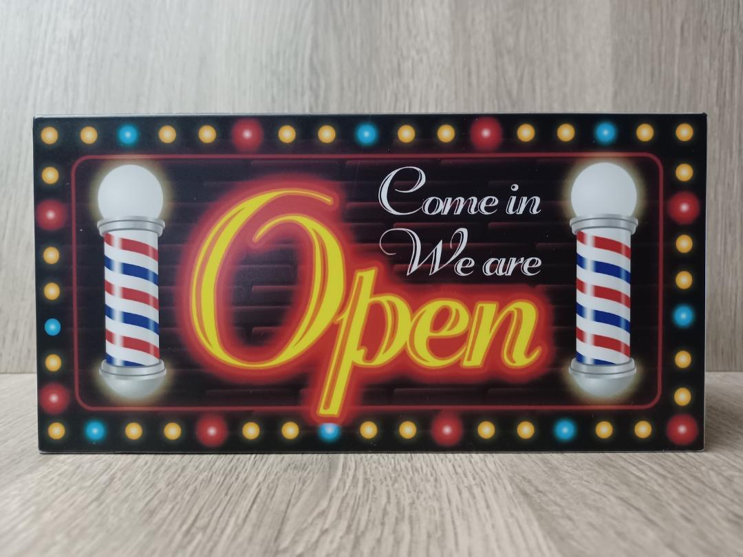 バーバー 理容室 ヘアーサロン 床屋さん カフェ バー 店舗 オープン 営業中 開店 看板 置物 雑貨 ライトBOX