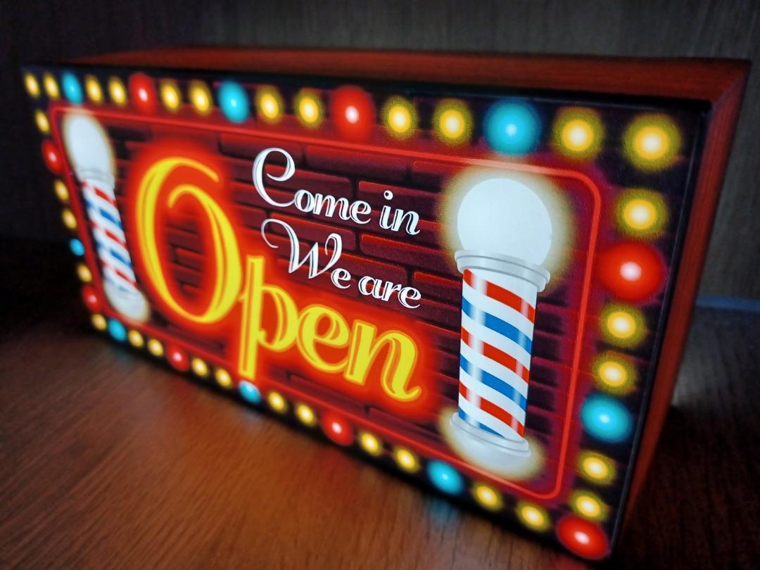 バーバー 理容室 ヘアーサロン 床屋さん カフェ バー 店舗 オープン 営業中 開店 看板 置物 雑貨 ライトBOX