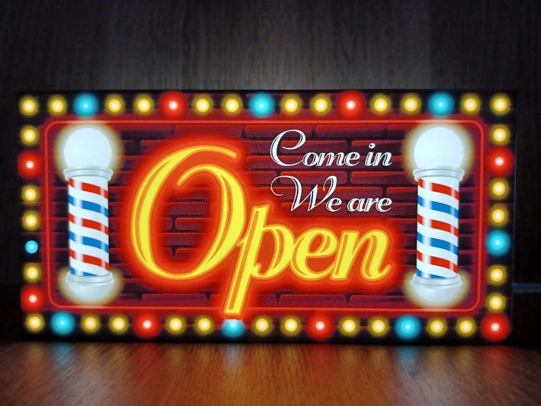 バーバー 理容室 ヘアーサロン 床屋さん カフェ バー 店舗 オープン 営業中 開店 看板 置物 雑貨 ライトBOX