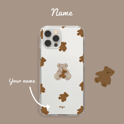 クリアケース】くまさんとぬいぐるみ クリア スマホケース 透明